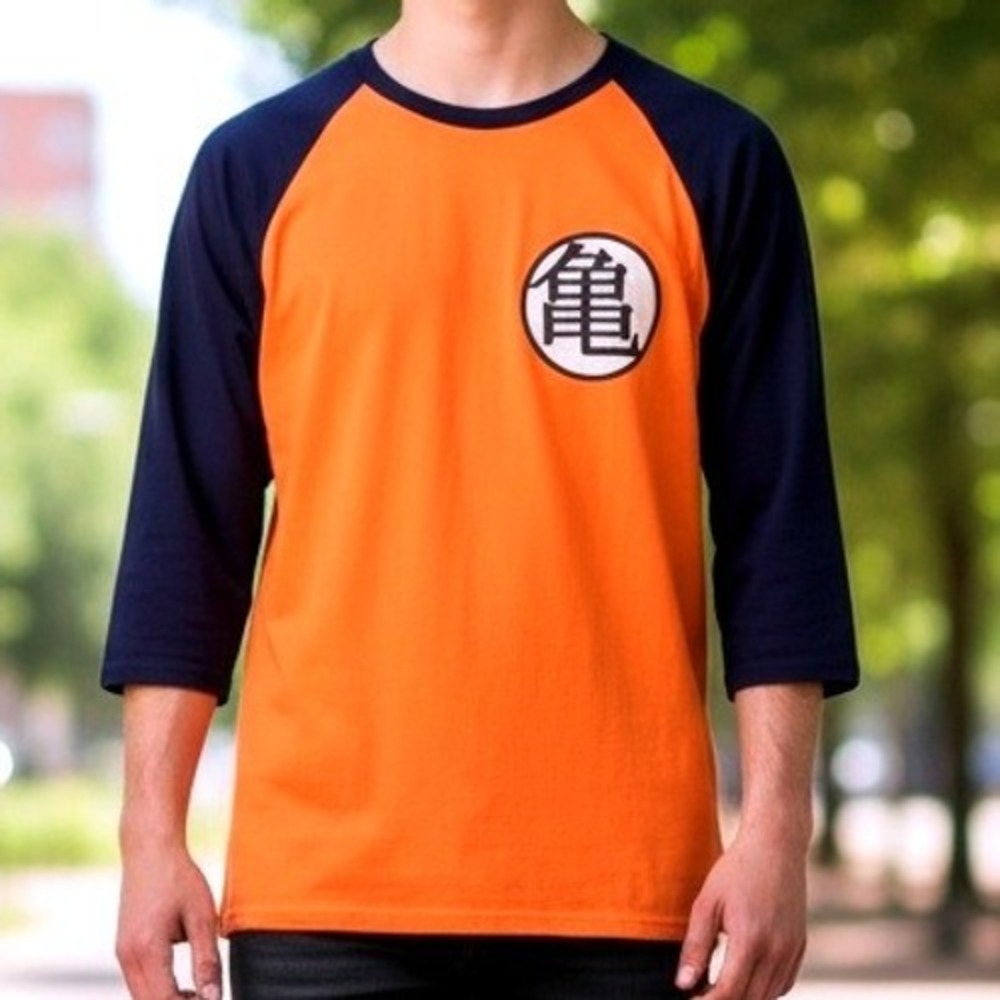 Dragon Ball Z Orange Raglan 3/4 Sleeve T Shirt Goku Kame Symbol Anime Small